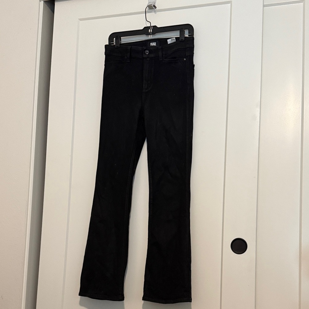 PAIGE Women's Flare Metallic Black Jeans